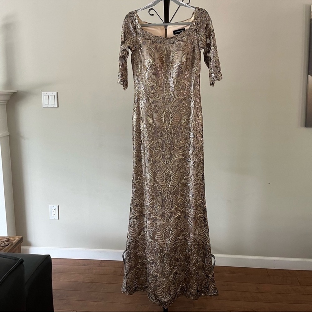Tadashi Shoji Jemison Sequin Embroidered Gown, Size 8. - Picture 2 of 14
